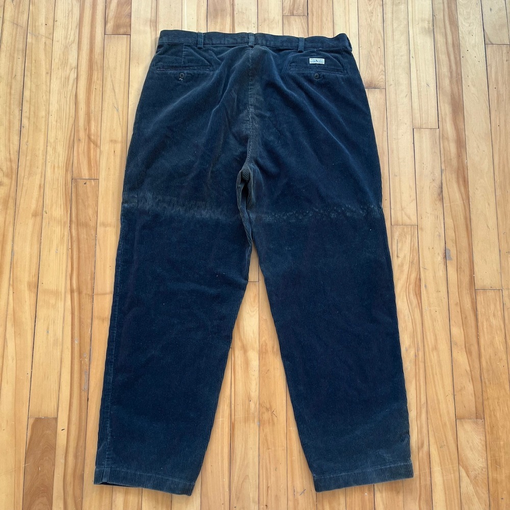 Polo Ralph Lauren Men Corduroy Andrew Pant Charcoal Gray Pleated Size 38x30